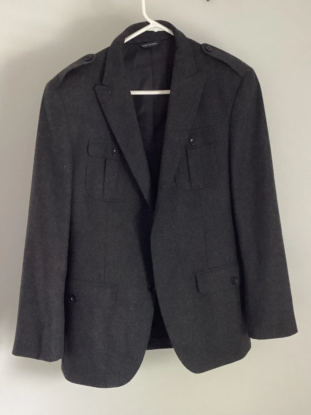 Banana Republic Charcoal Military-Style Wool Blazer